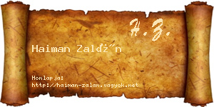 Haiman Zalán névjegykártya